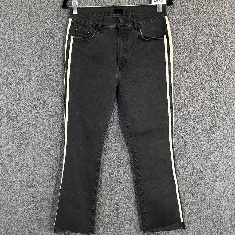 Mother Insider Crop Step Fray Guilty Racer Crop Jeans - Women's Size 30 - Black